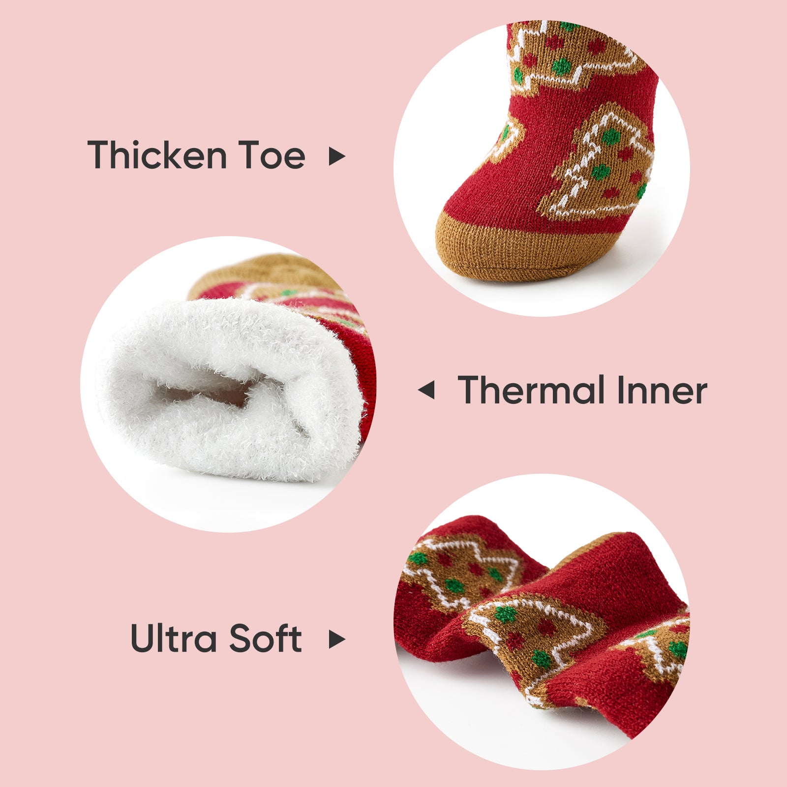 Women Double Layer Christmas Socks 2 pairs - Red Tree & Blue