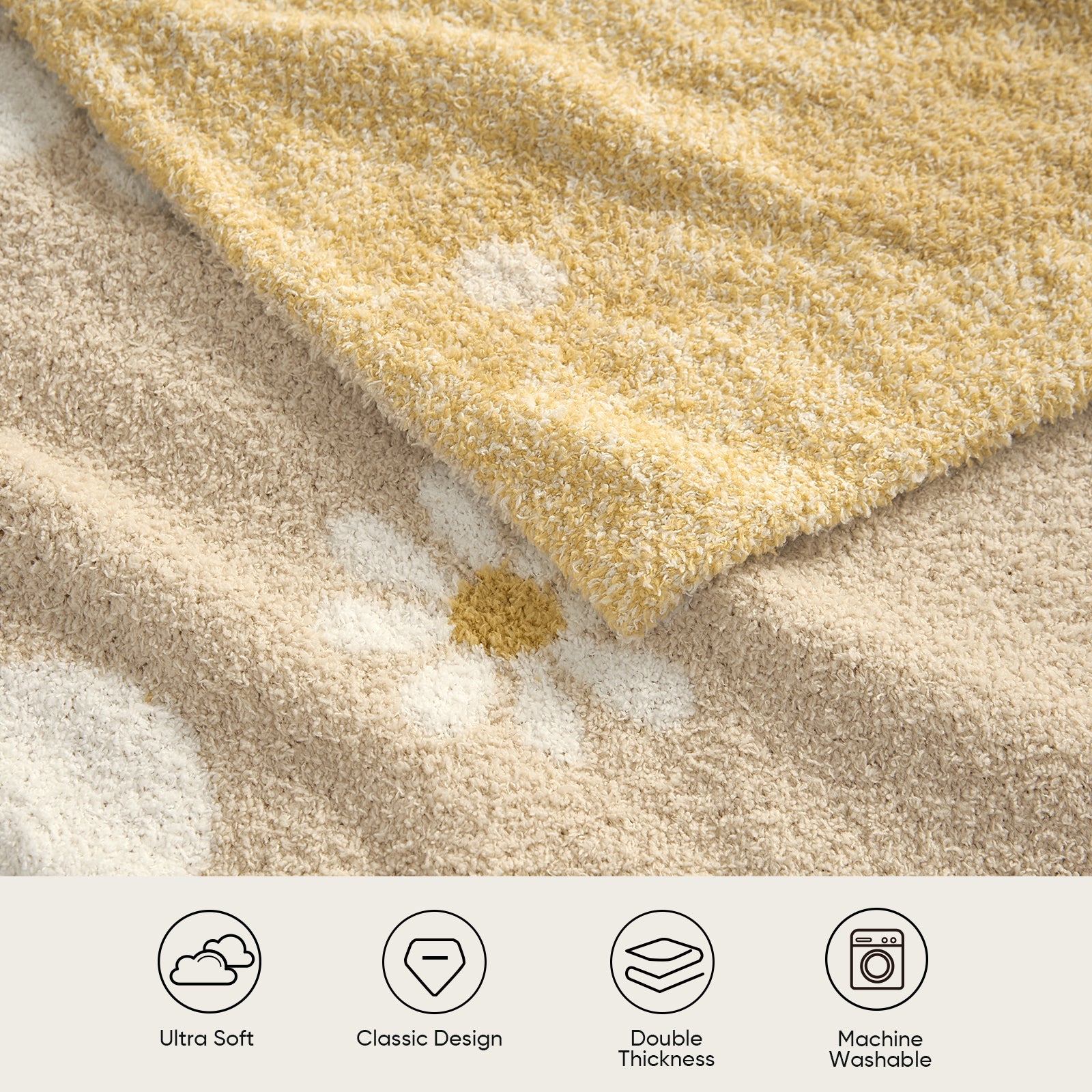 SnugCozy Spring Floral Feather Yarn Knit Throw Blanket