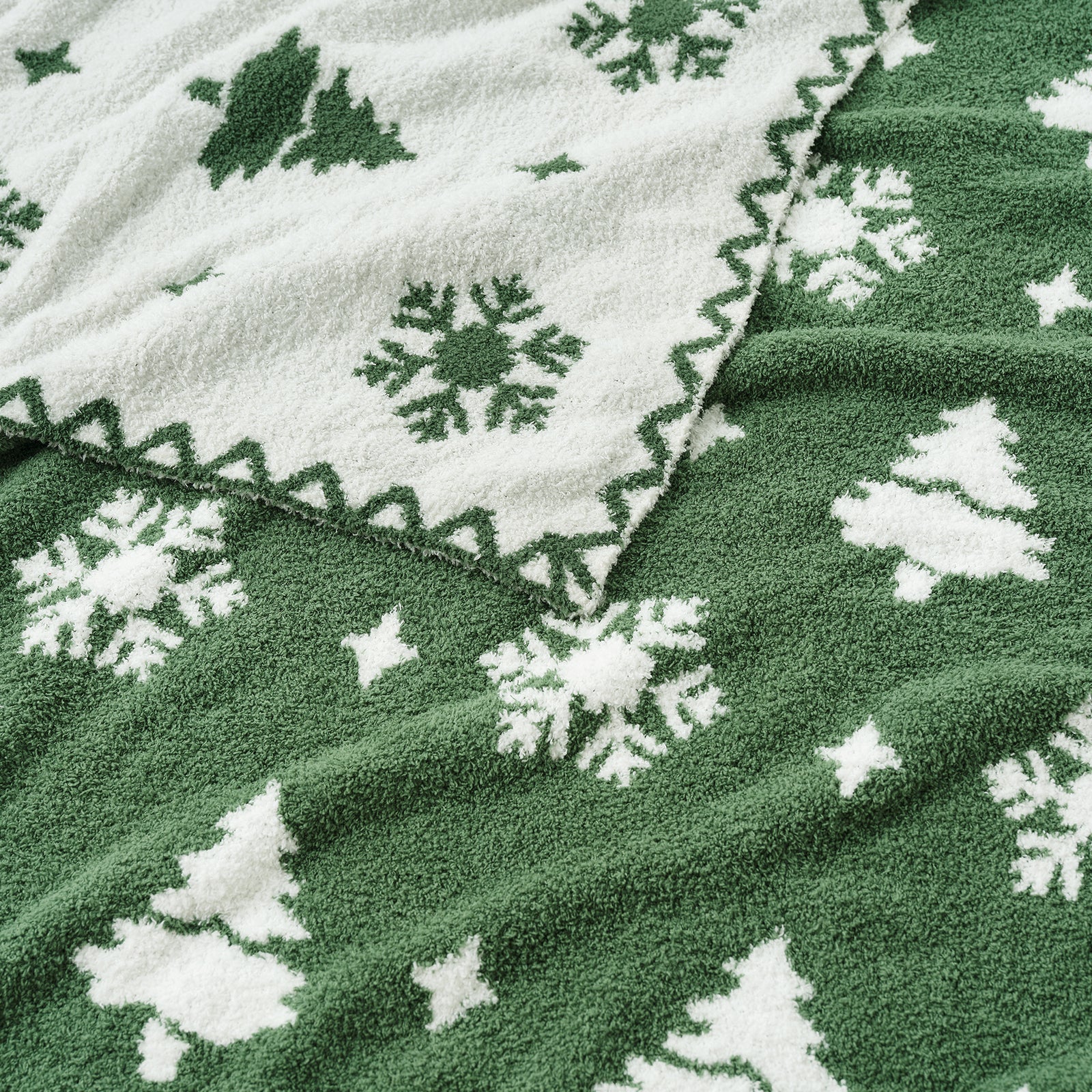 Reversible Fairy Isle Christmas Tree Throw Blanket