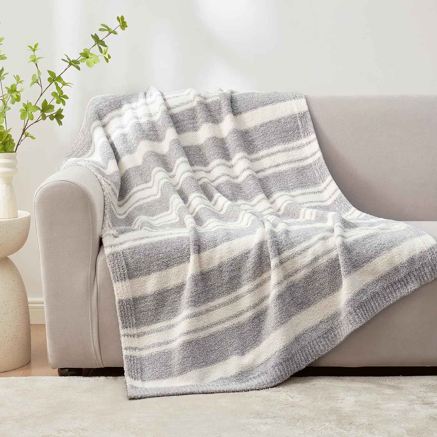 Stripe Throw Blanket - Snuggle Sac-#Color_Grey