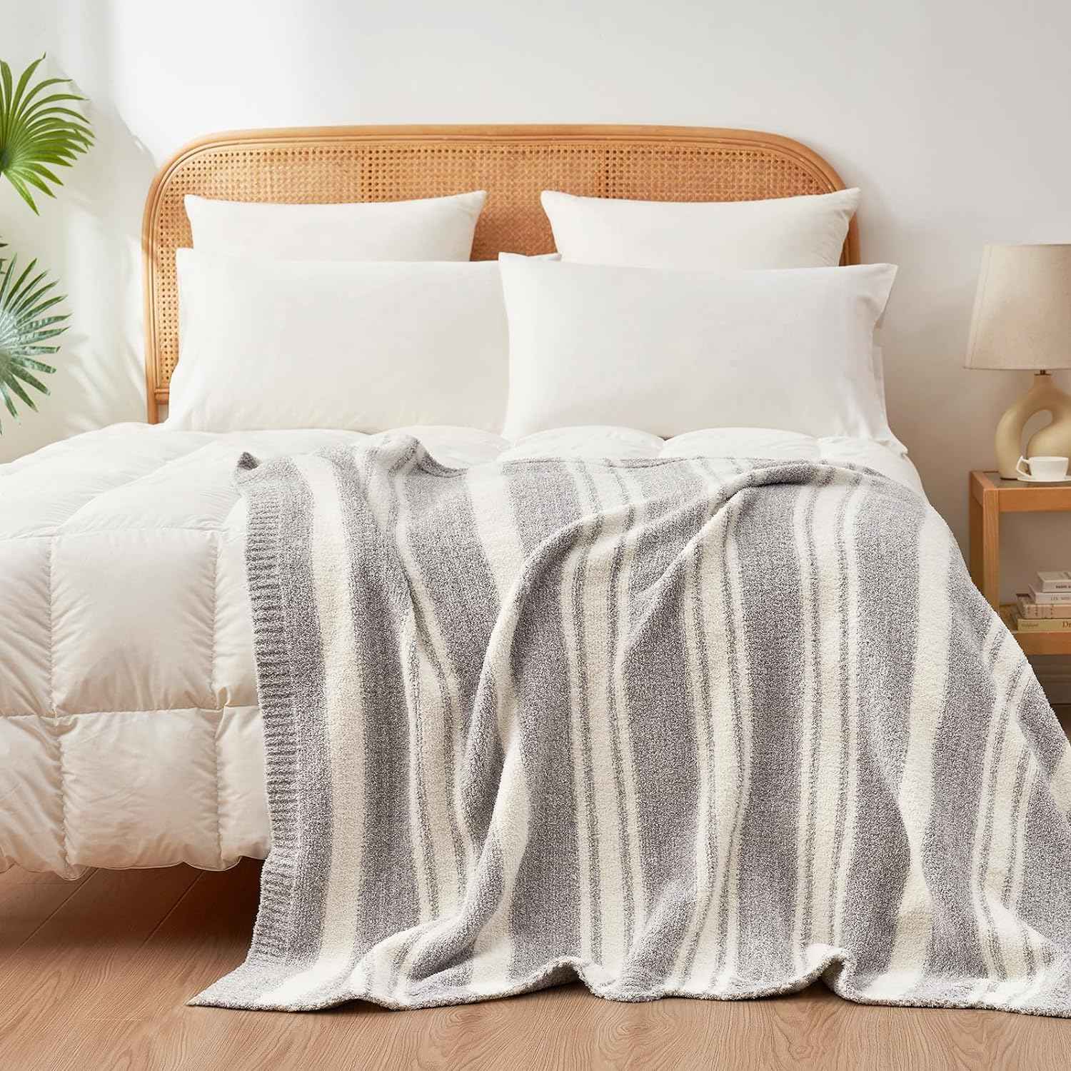 Stripe Throw Blanket - Snuggle Sac-#Color_Grey