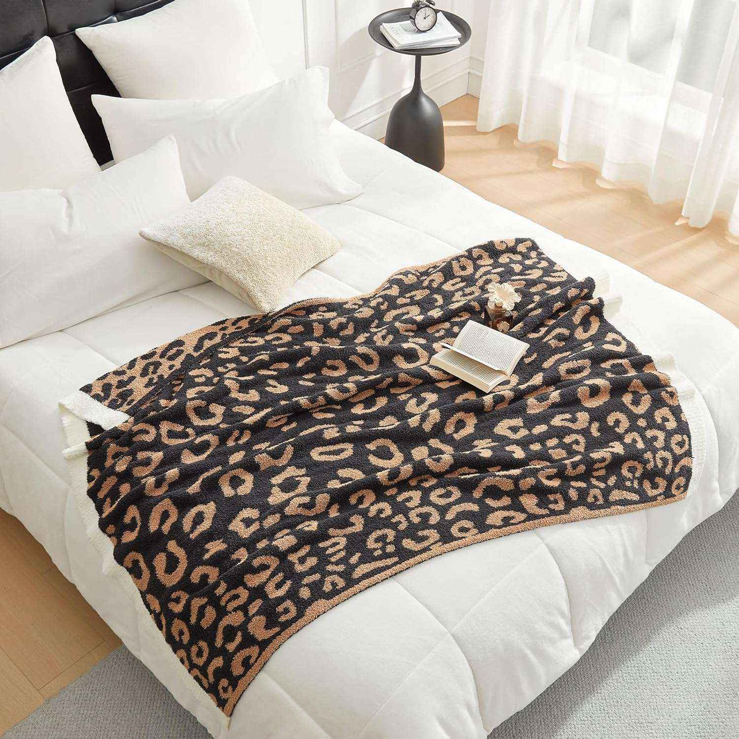 Ultra Soft Leopard Blanket - Snuggle Sac - #Color_Black