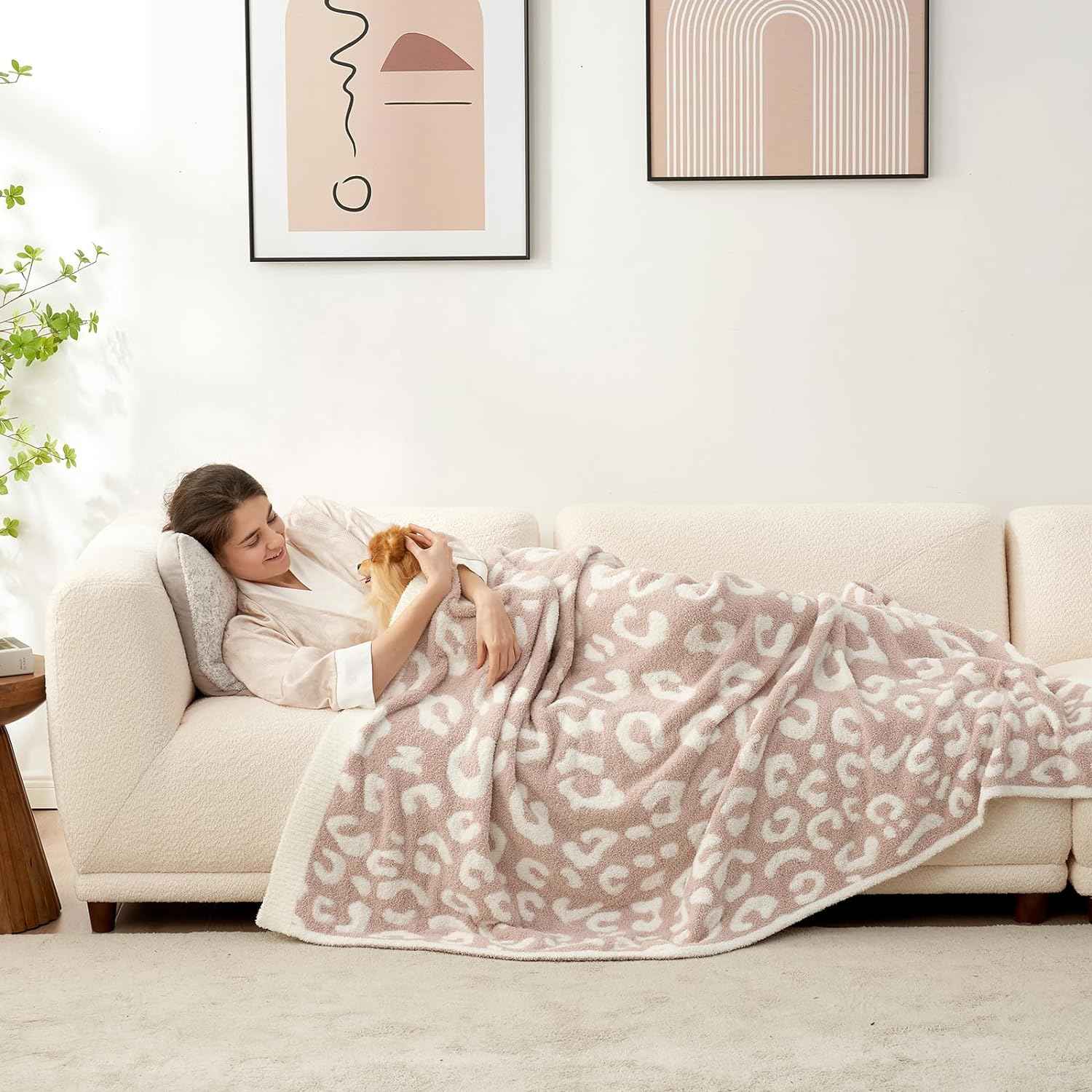 Ultra Soft Leopard Blanket - Snuggle Sac - #Color_Beige