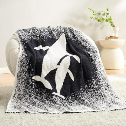 Whale Knitted Throw Blanket
