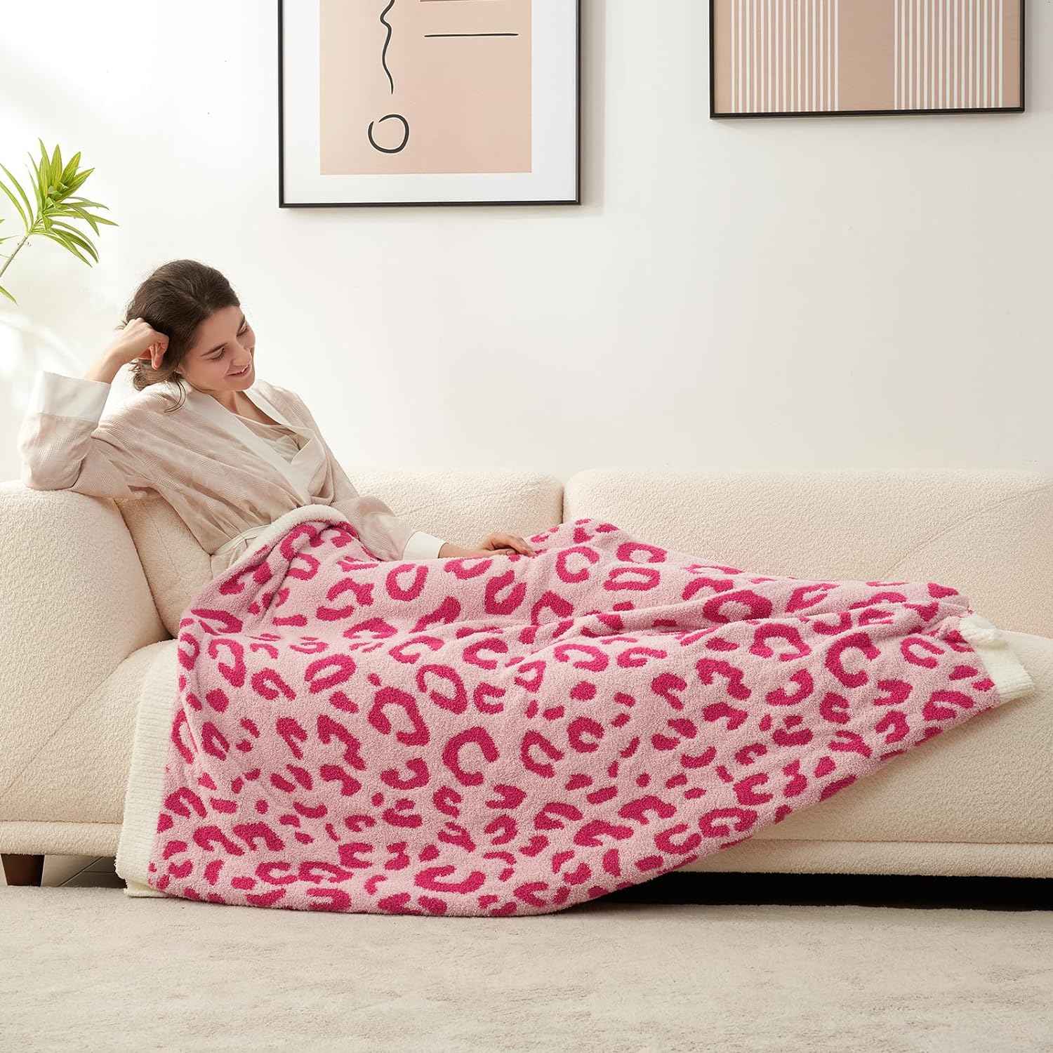 Ultra Soft Leopard Blanket - Snuggle Sac - #Color_Hot Pink