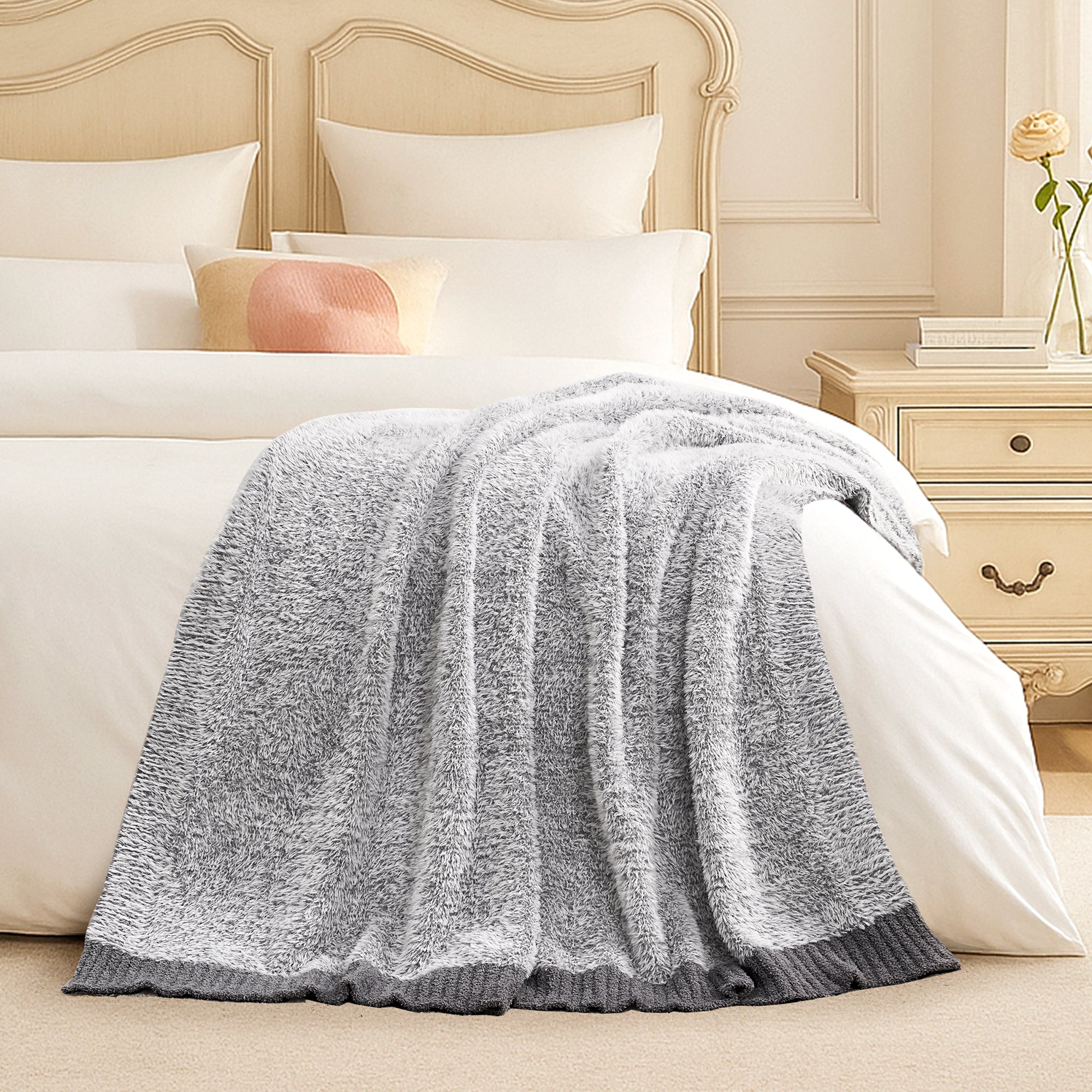 SnugCozy Ultrasoft Faux Fur Knit Throw Blanket