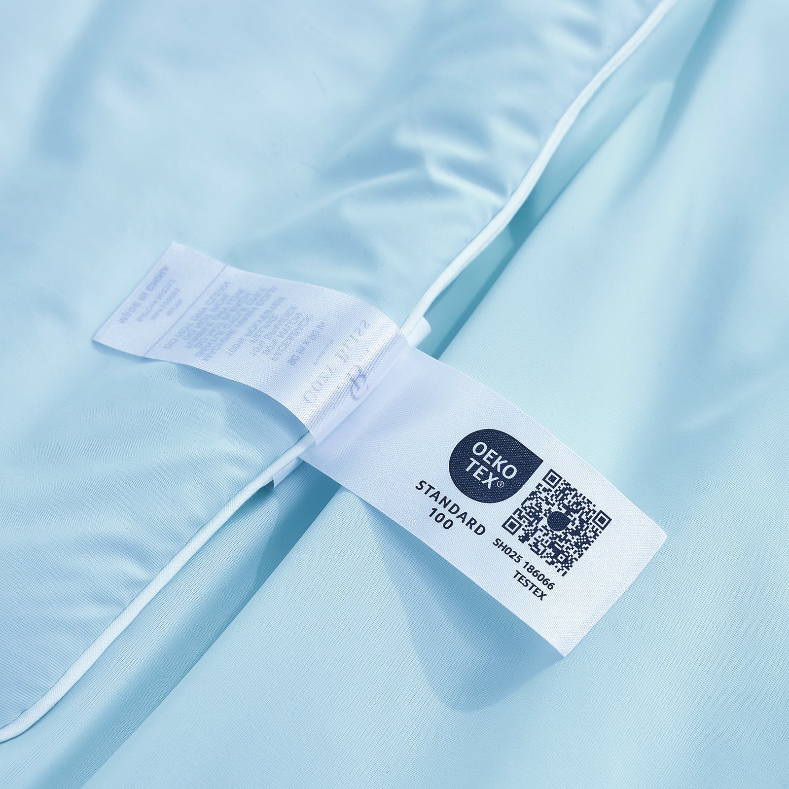 Close up of OEKO-TEX certified cooling fabric#color_Sky Blue