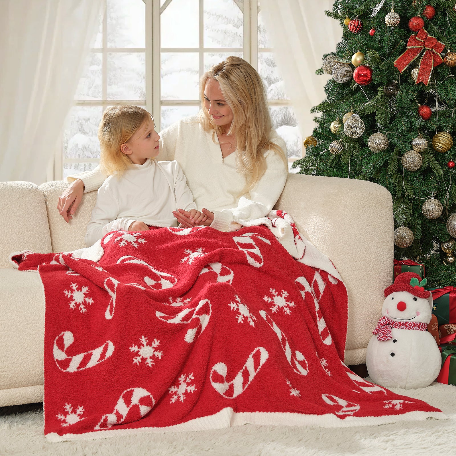 Reversible Fairy Isle Sugarcane Christmas Throw Blanket