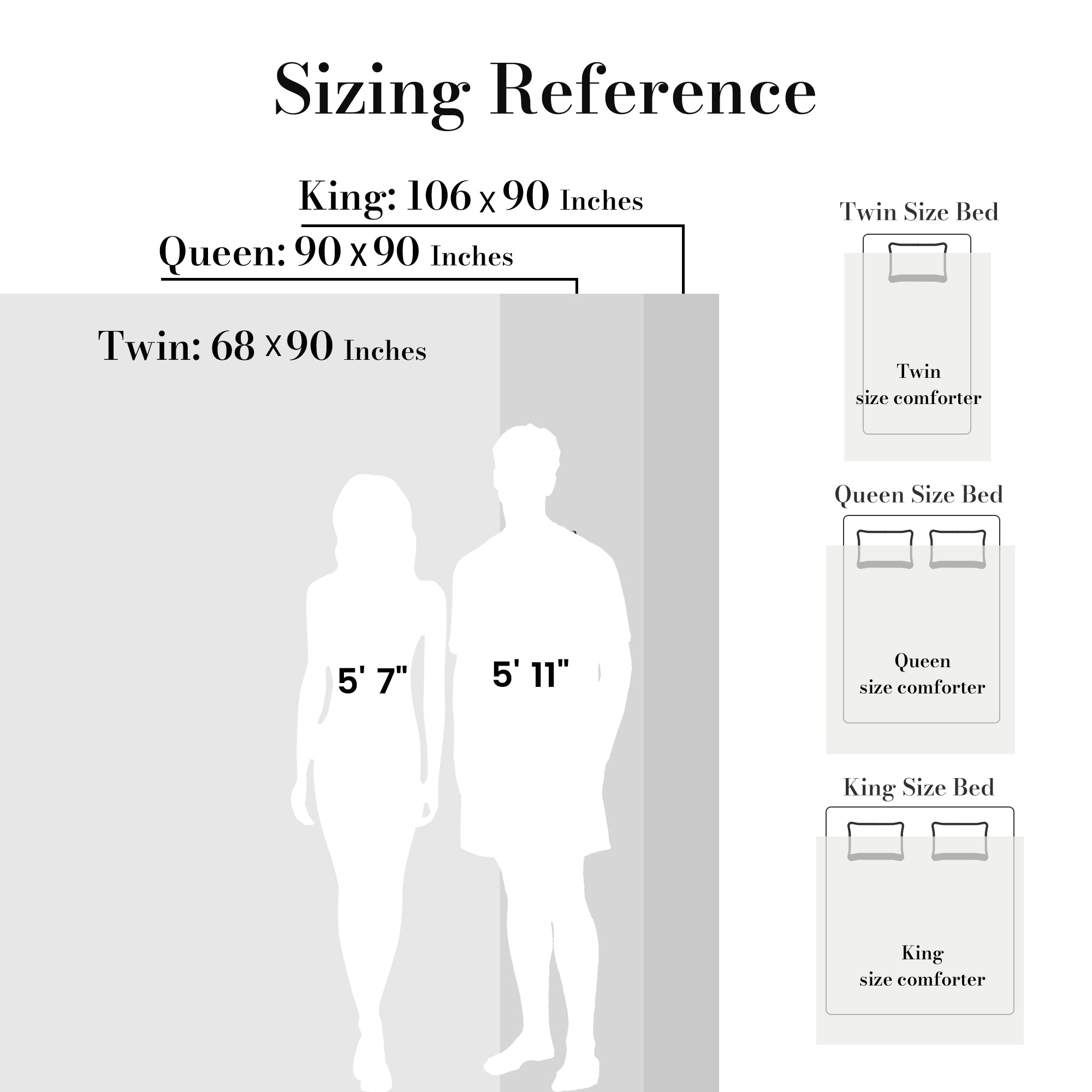 Two people standing next to each other showing the differences in sizes#color_Dark Grey