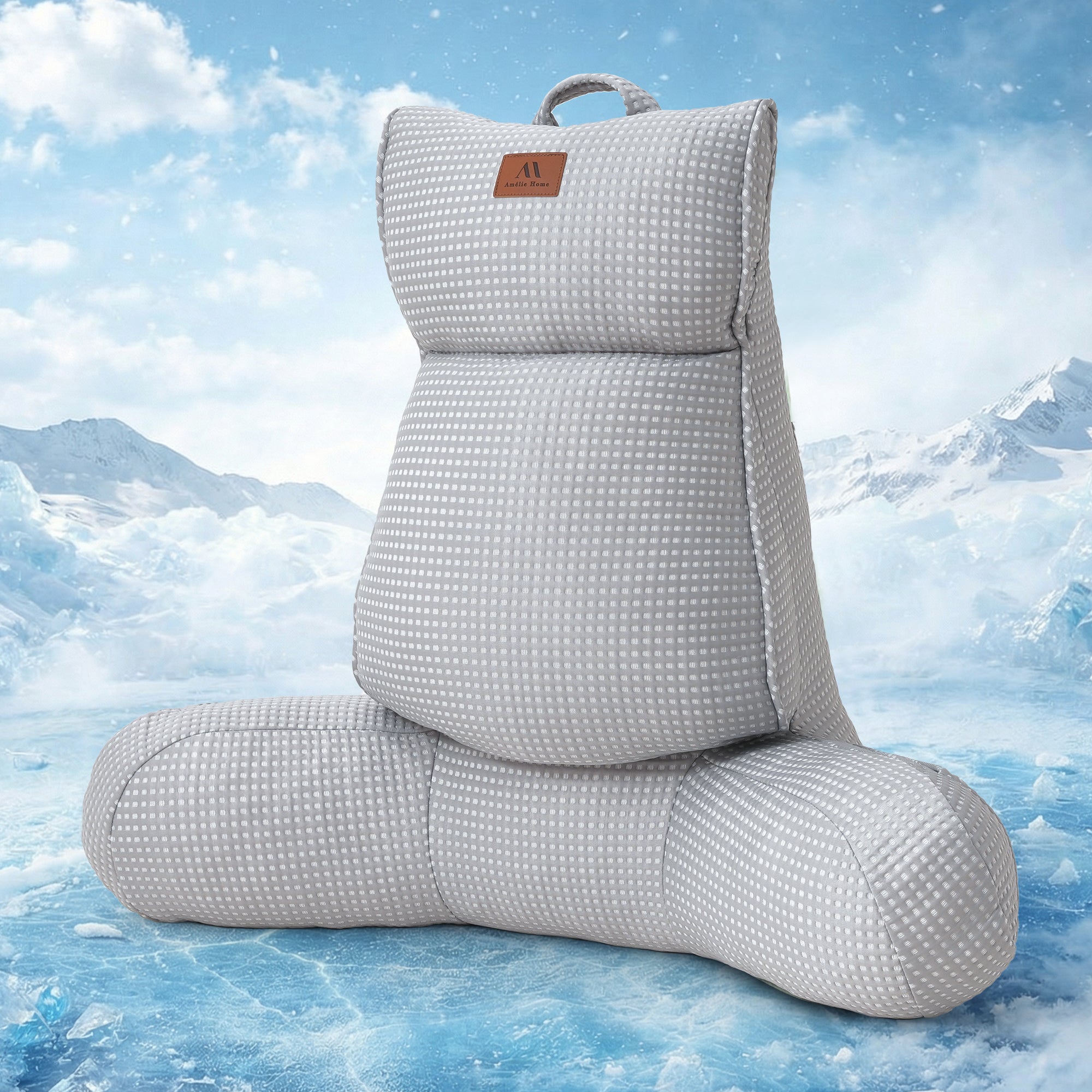 Front view of larger size Snuggle Sac backrest pillow#Color_Grey