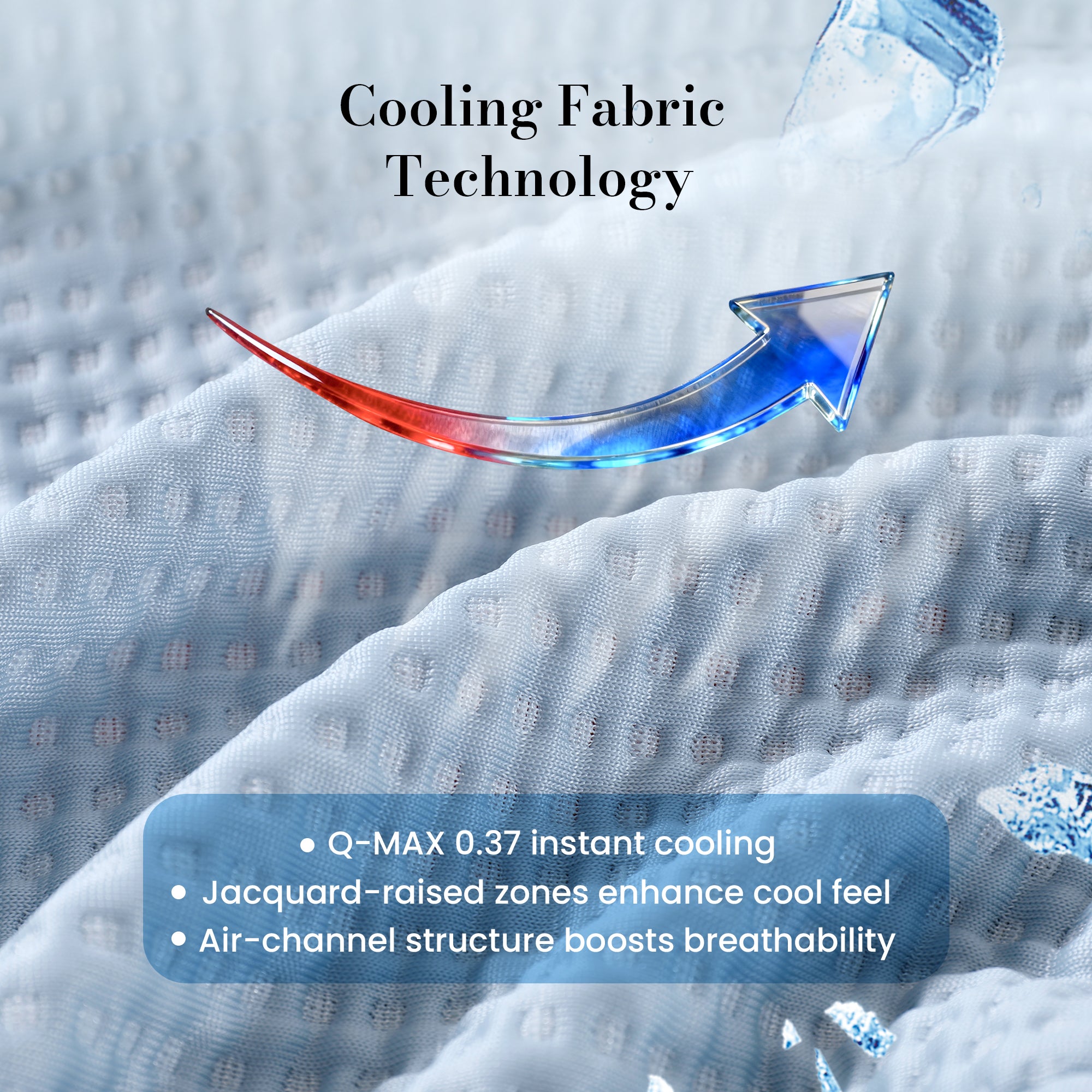 Close up of waffle cooling fabric,perfect for hot sleepers.#Color_Blue