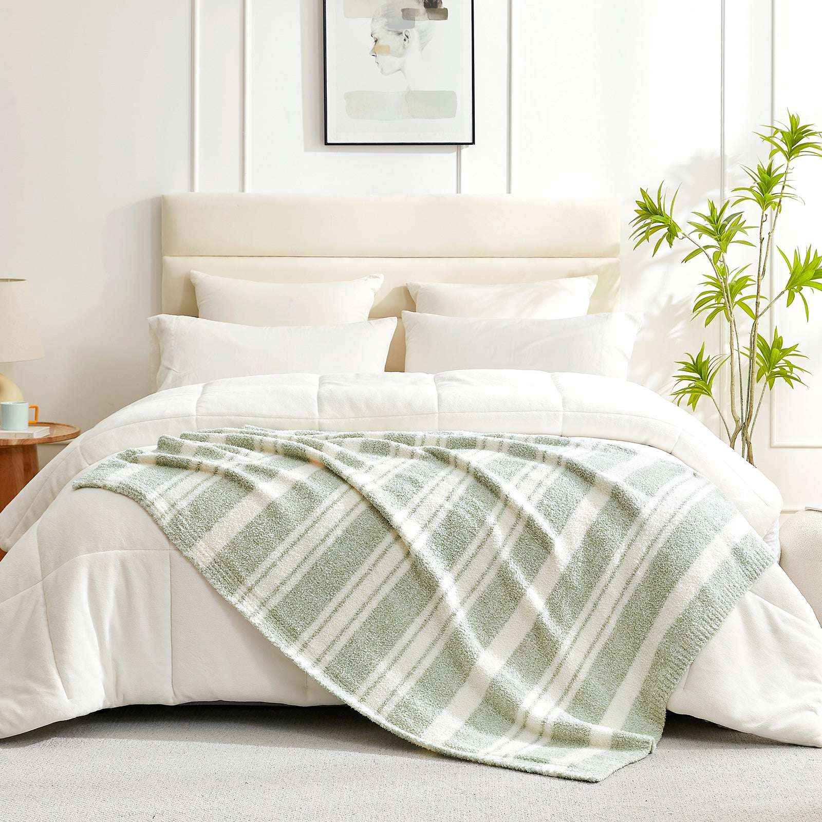 Stripe Throw Blanket - Snuggle Sac-#Color_Sage Green