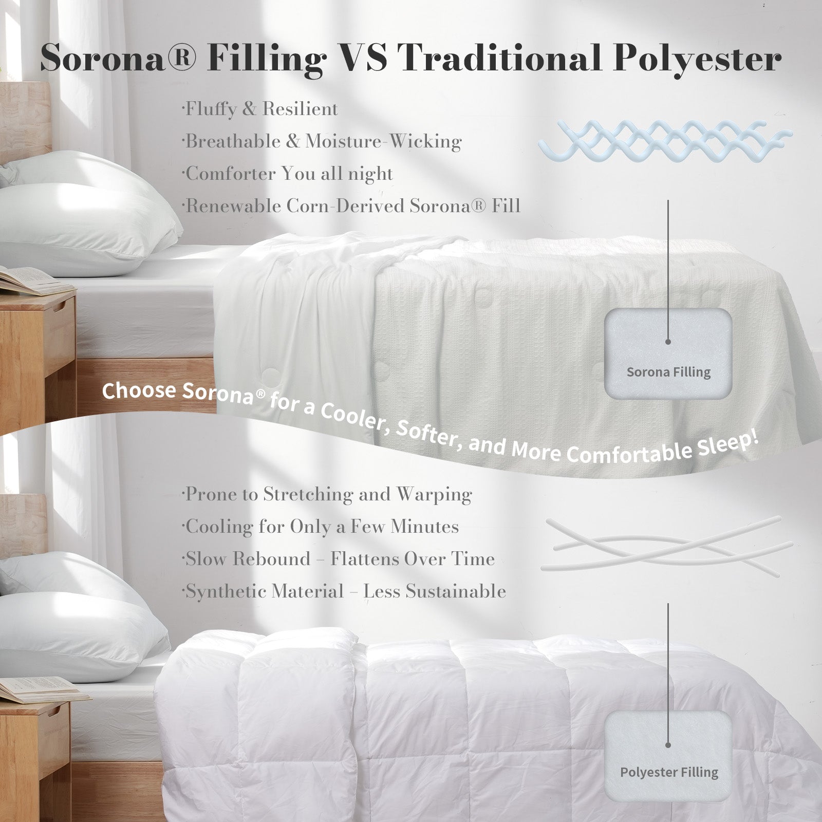 Comparison of Snuggle Sac Sorona Blanket with traditional polyester blankets#color_White
