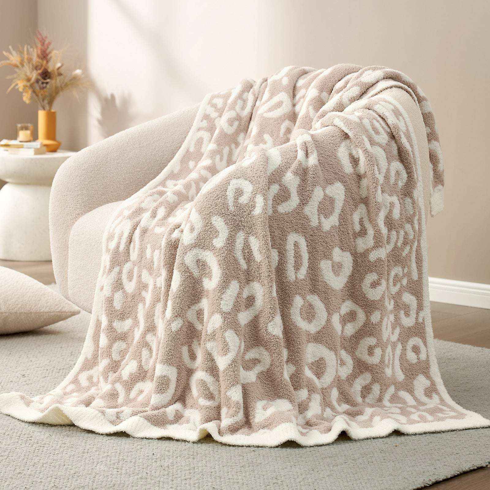 Ultra Soft Leopard Blanket - Snuggle Sac - #Color_Beige