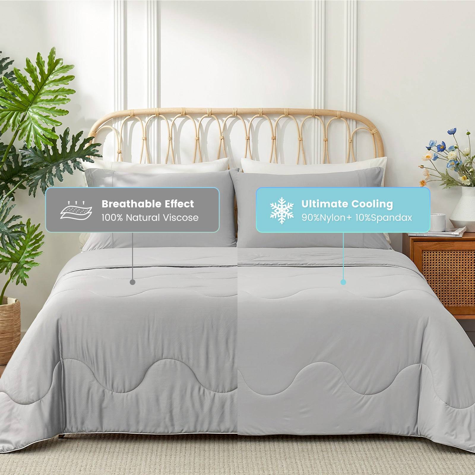 breathable cooling comforter#Color_Light Grey