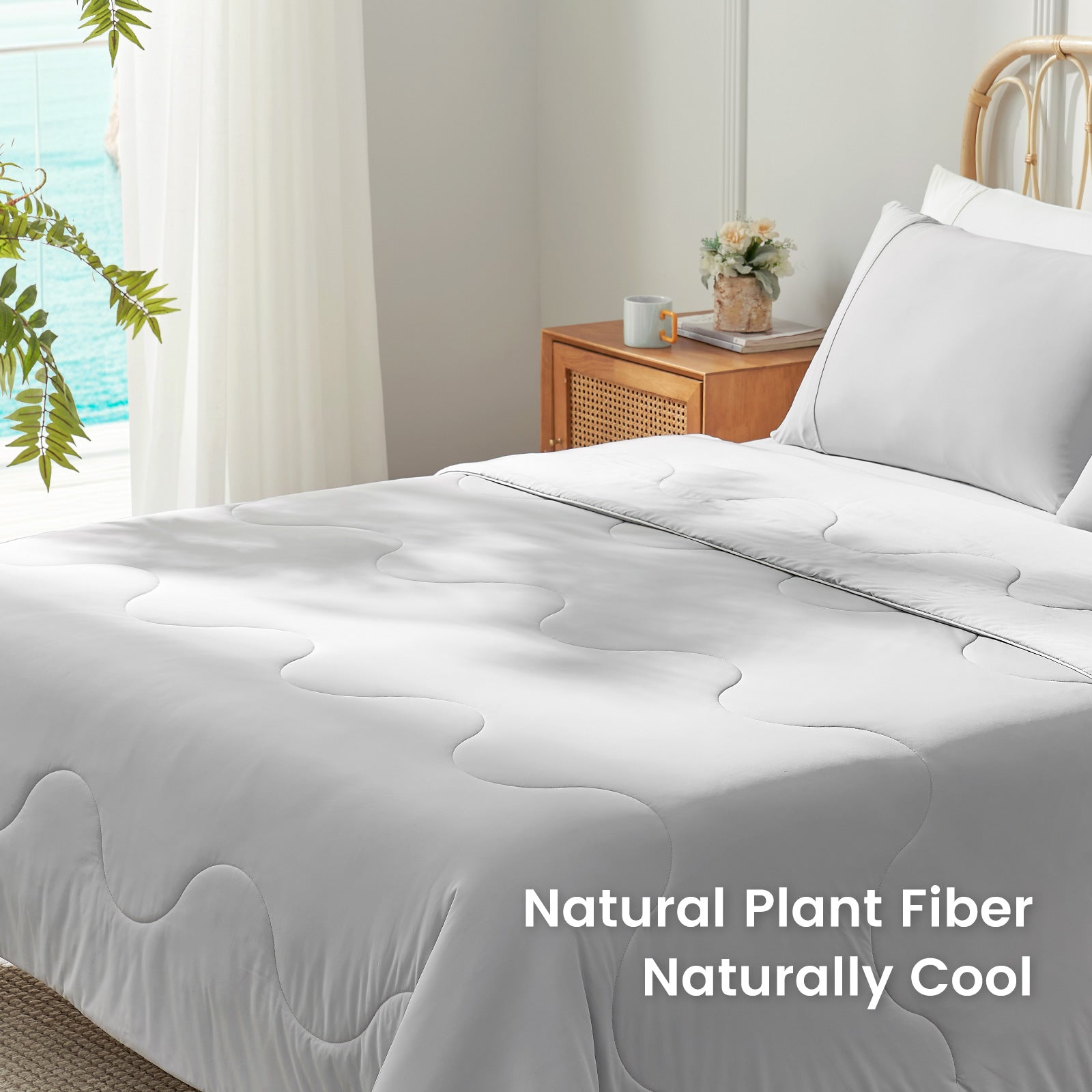 breathable cooling comforter#Color_Light Grey