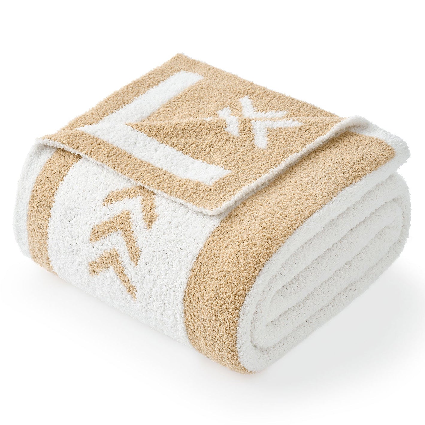 SnugCozy Reversible Boho Feather Yarn Knit Throw Blanket