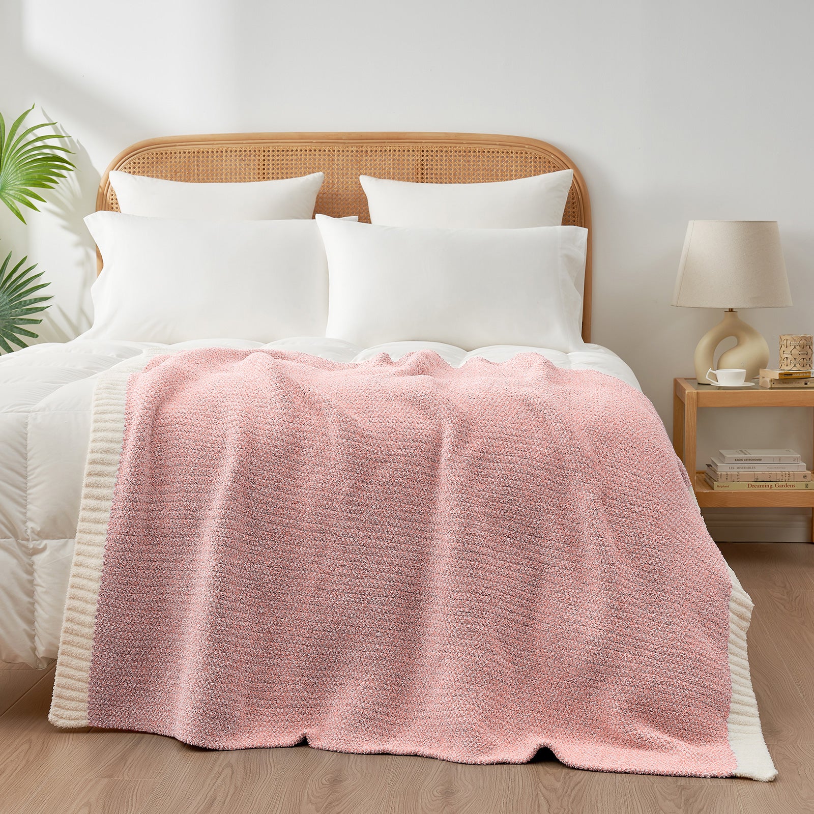 SnugCozy Essential Heather Feather Yarn Throw Blanket