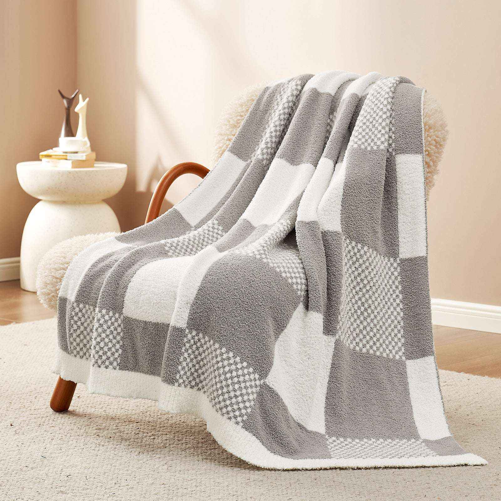 Checkered Throw Blanket - Snuggle Sac - #Color_Grey