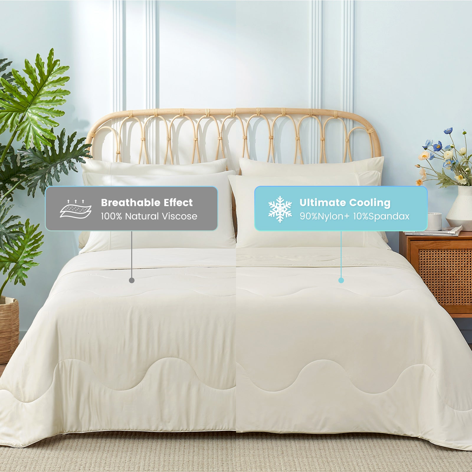 breathable cooling comforter#Color_Snow Ivory