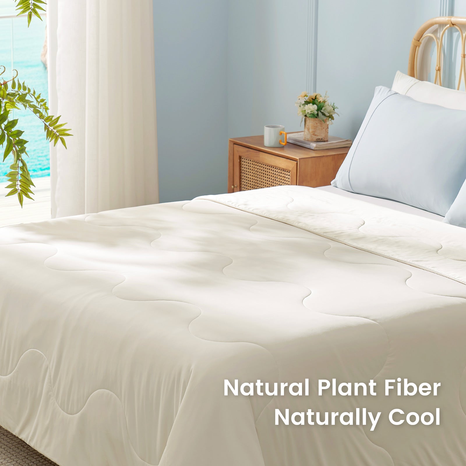breathable cooling comforter#Color_Snow Ivory