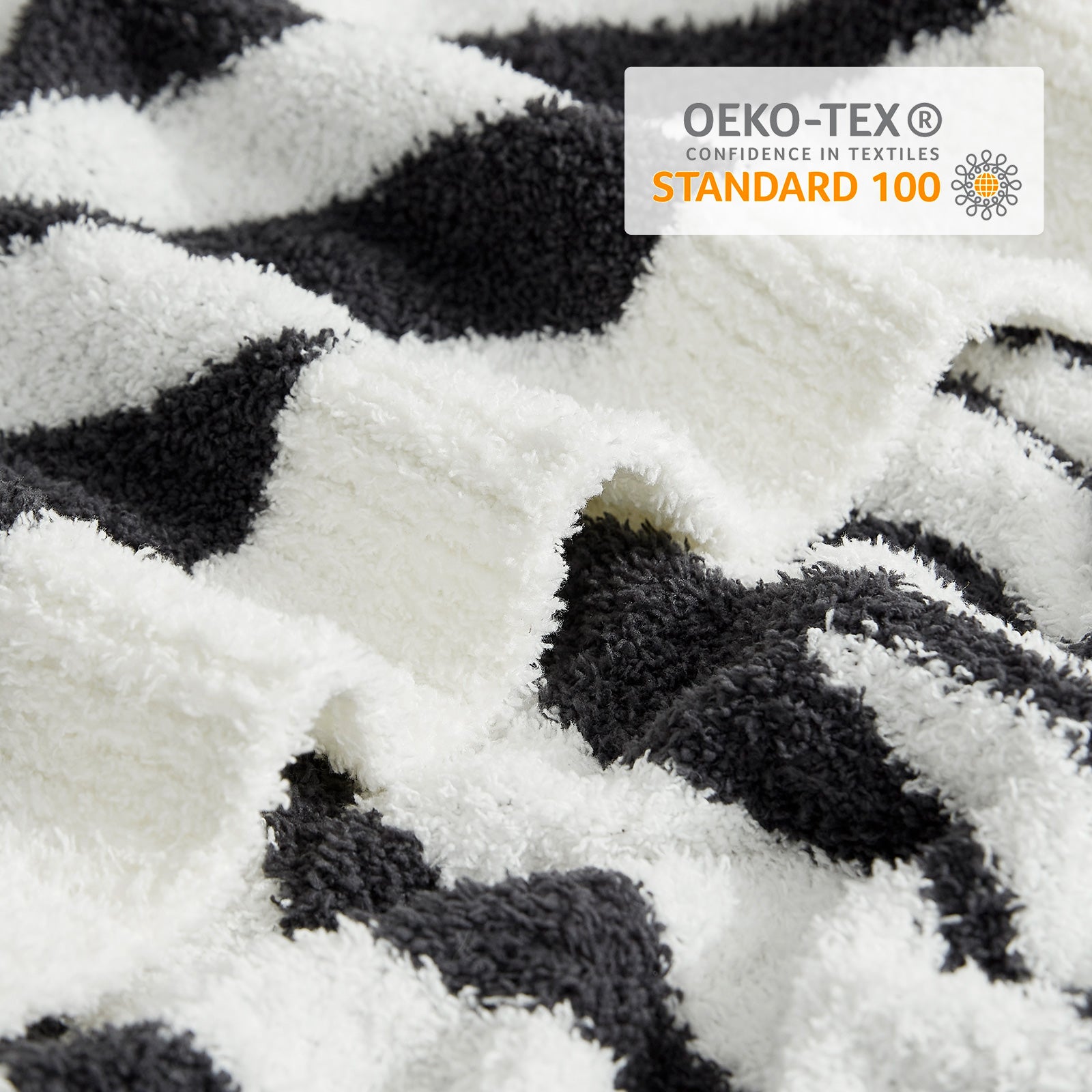 SnugCozy Zebra Pattern Feather Yarn Throw Blanket