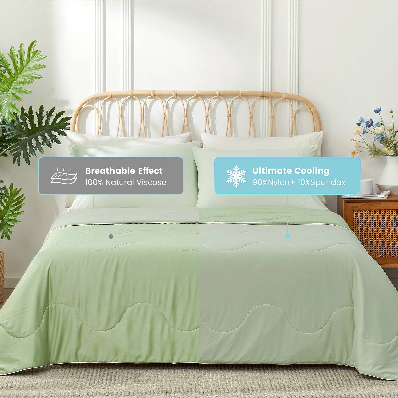 breathable cooling comforter#Color_Sage Green