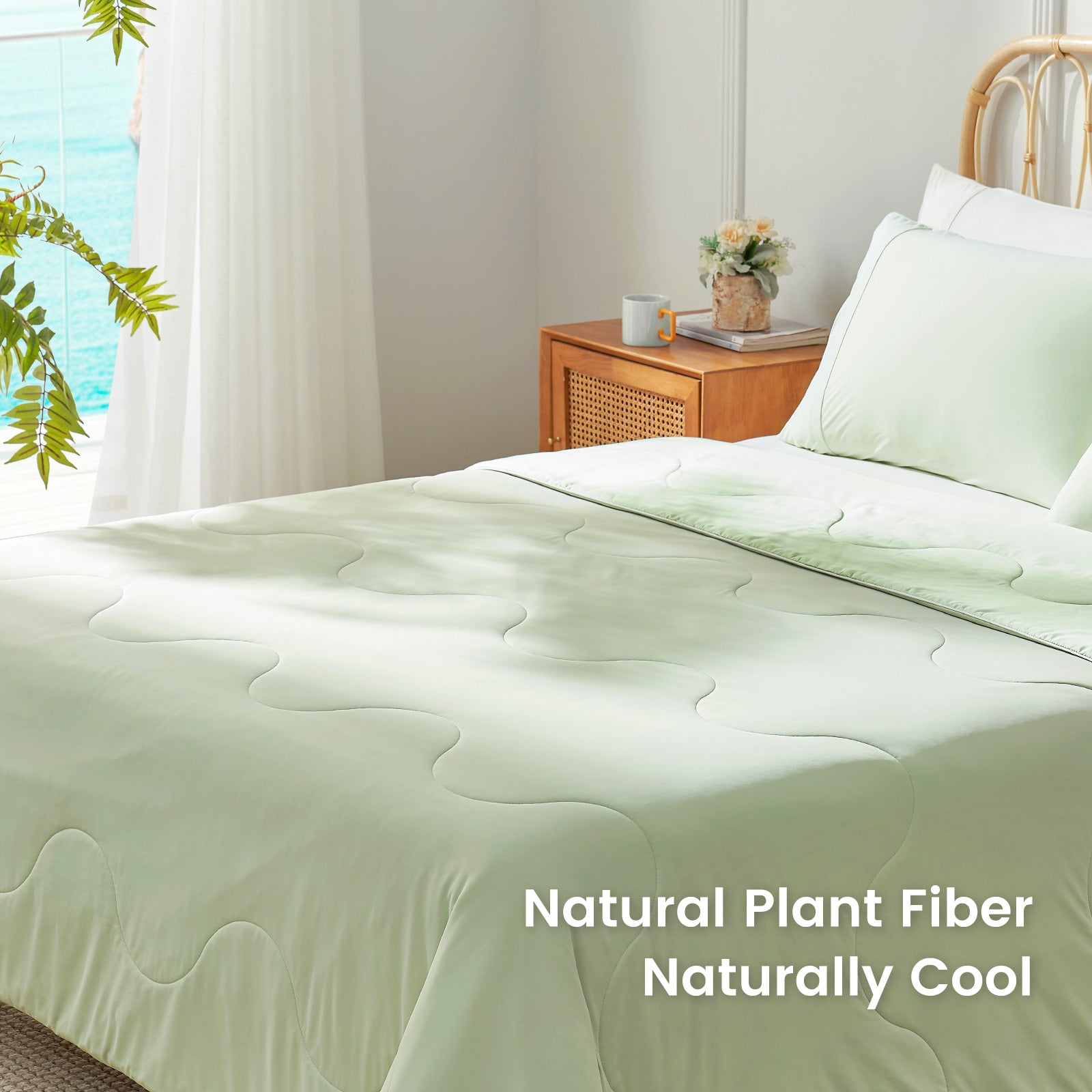 breathable cooling comforter#Color_Sage Green