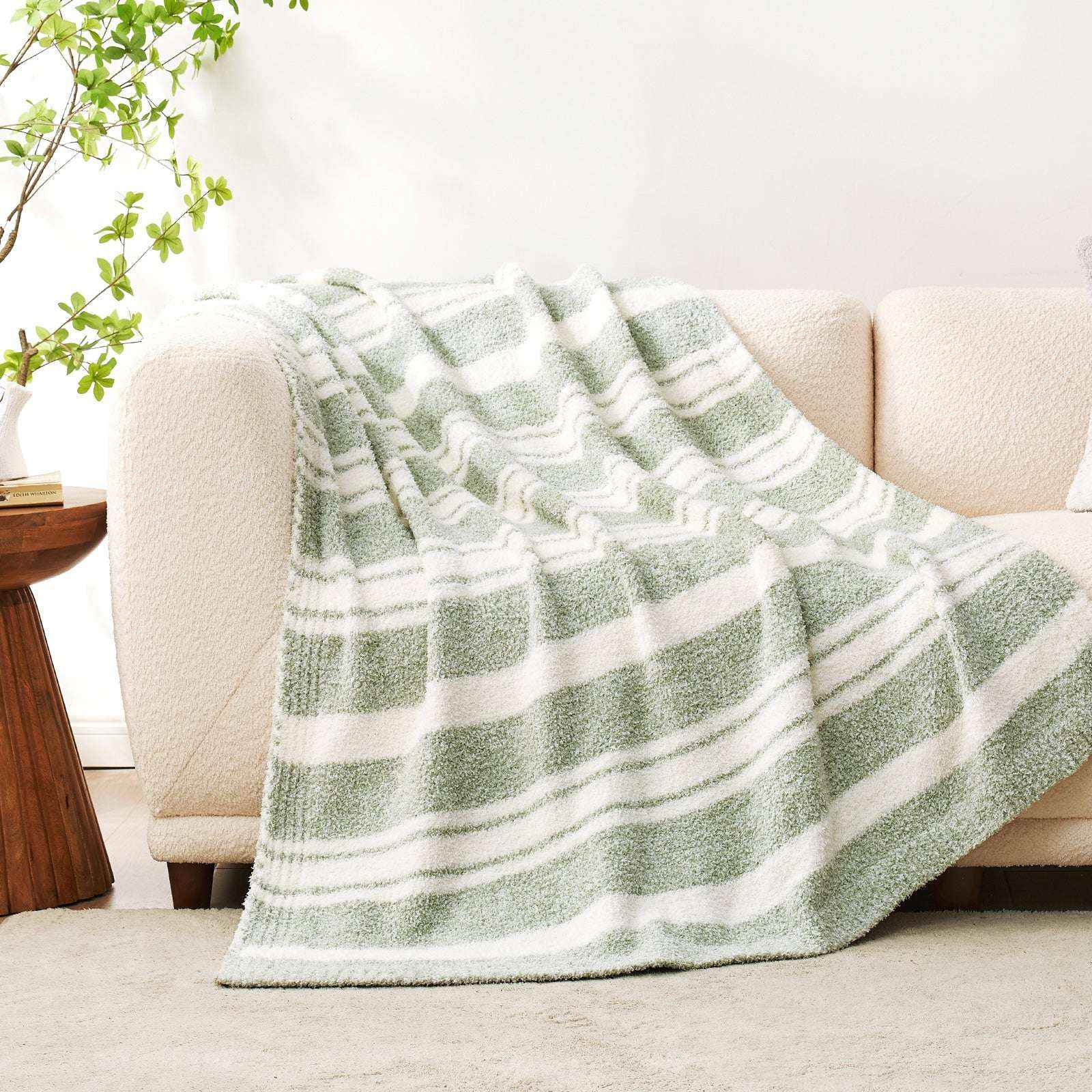 Stripe Throw Blanket - Snuggle Sac-#Color_Sage Green