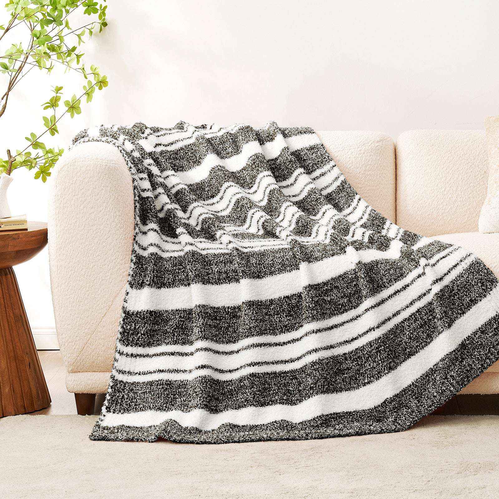 Stripe Throw Blanket - Snuggle Sac-#Color_Black
