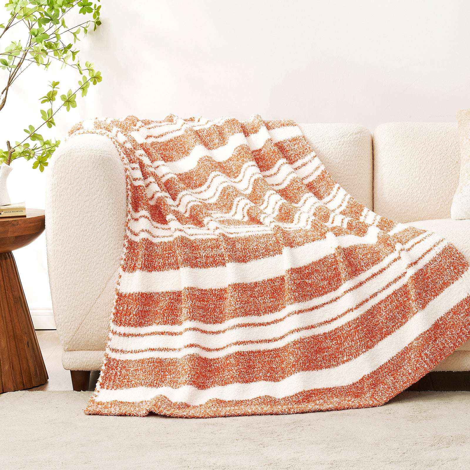 Stripe Throw Blanket - Snuggle Sac-#Color_Orange