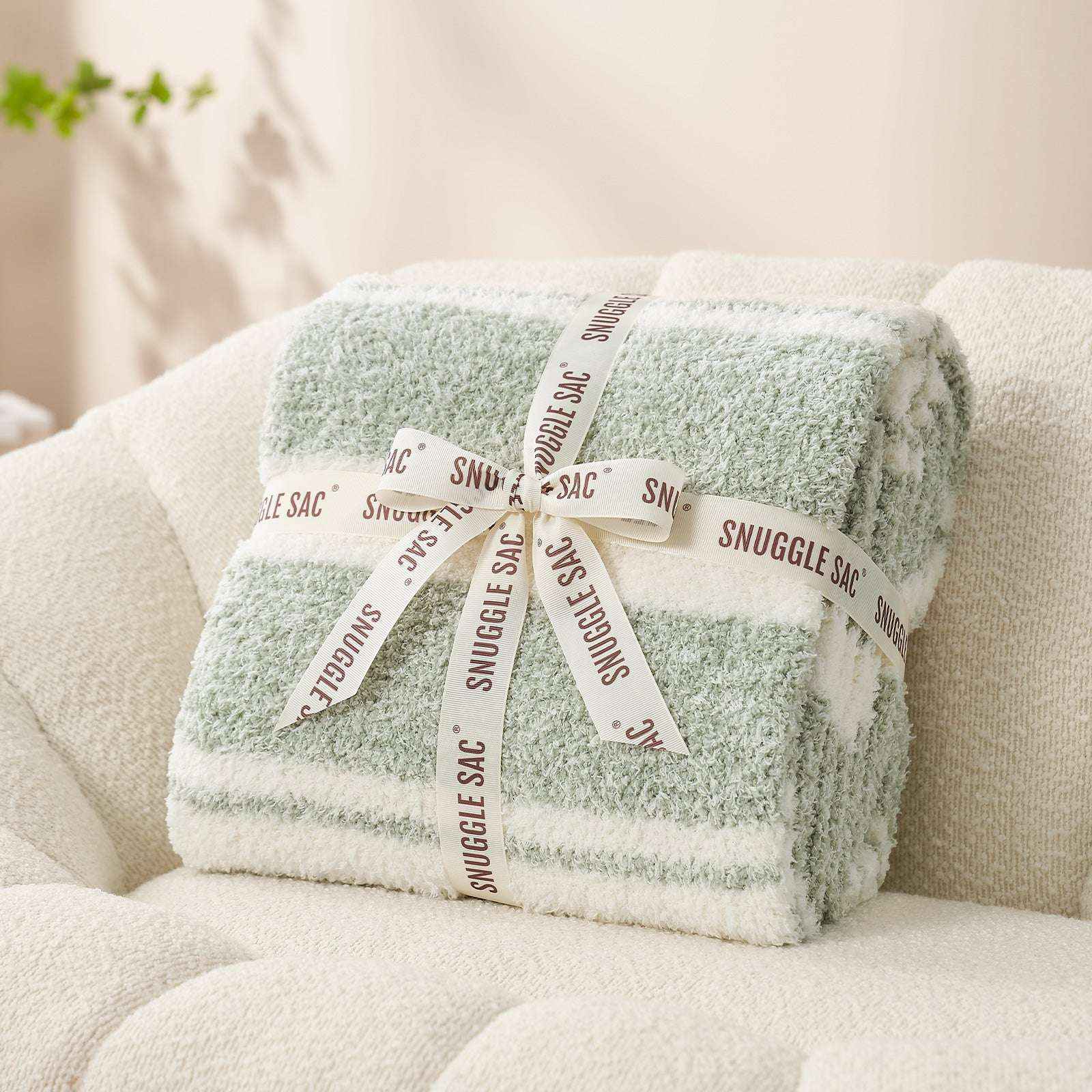 Stripe Throw Blanket - Snuggle Sac-#Color_Sage Green