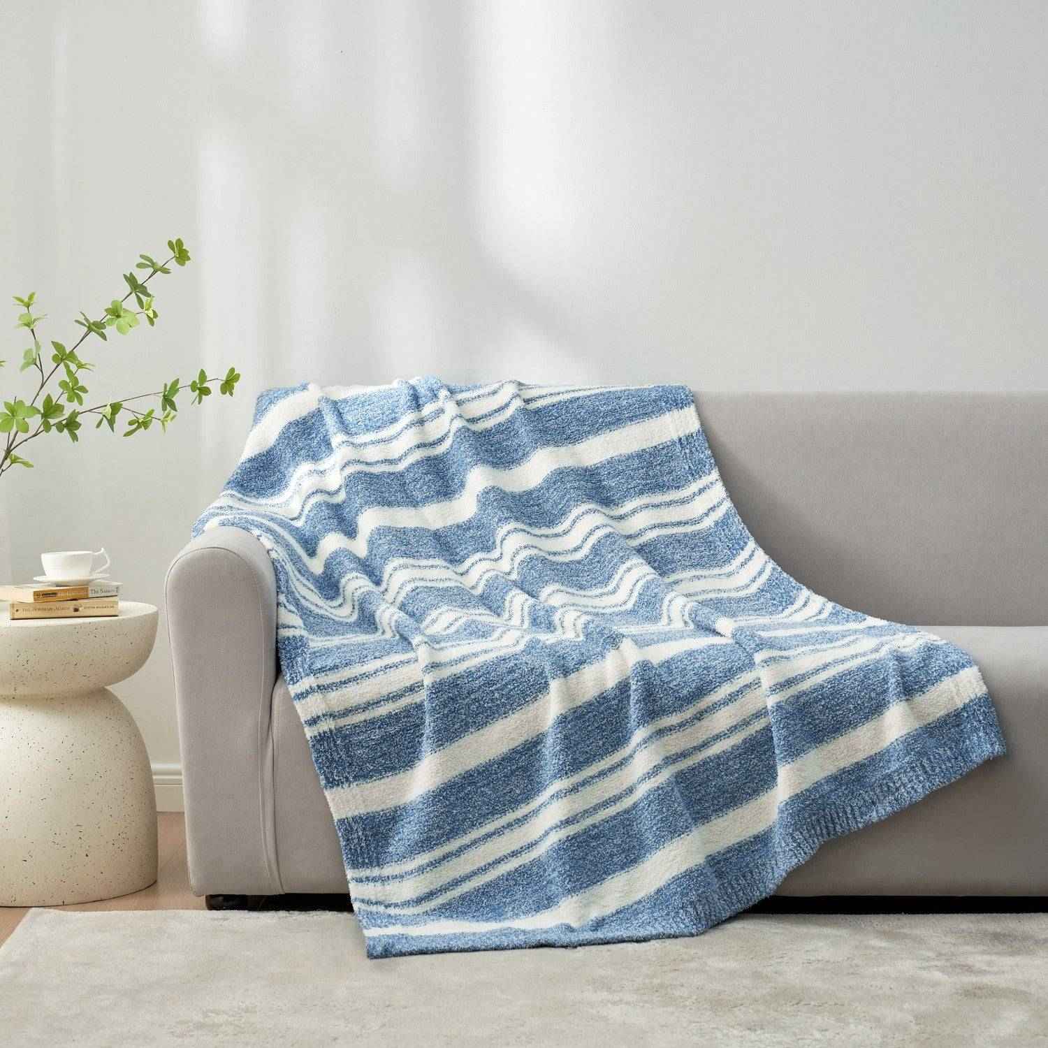 Stripe Throw Blanket - Snuggle Sac-#Color_Blue