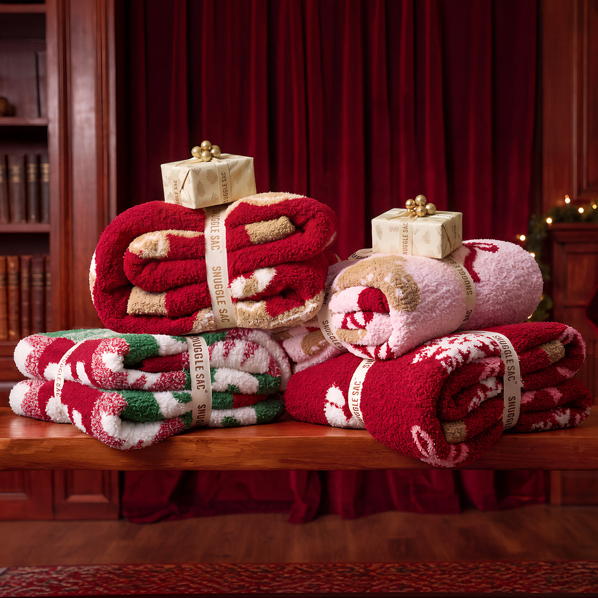 MochiSoft™ Gingerbread Man Bow Blanket