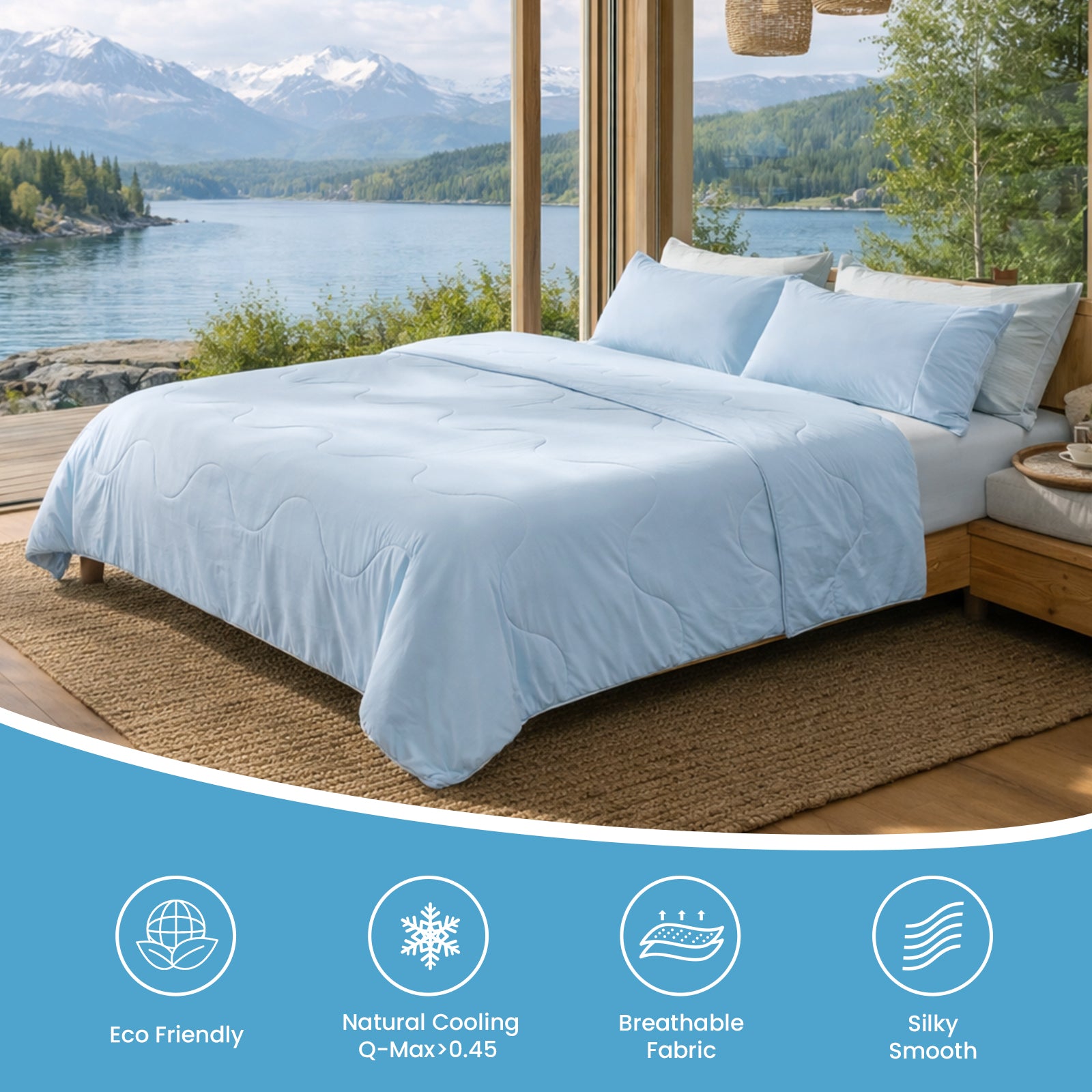 Breathable Cooling Comforter#Color_Ice Blue