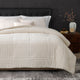 Snuggle Sac Winter Stripe Jacquard Design Comforter Set in beige on bed#color_Beige