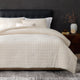Snuggle Sac Winter Jacquard Cuddle Soft Waffle Comforter Set in beige on bed#color_Beige