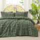 Snuggle Sac All-Season Boho Deluxe Embroidery Comforter Set on bed with plants and window#color_Oliver Green