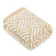 Folded Classic Boho Feather Yarn Knit Throw Blanket#color_Beige