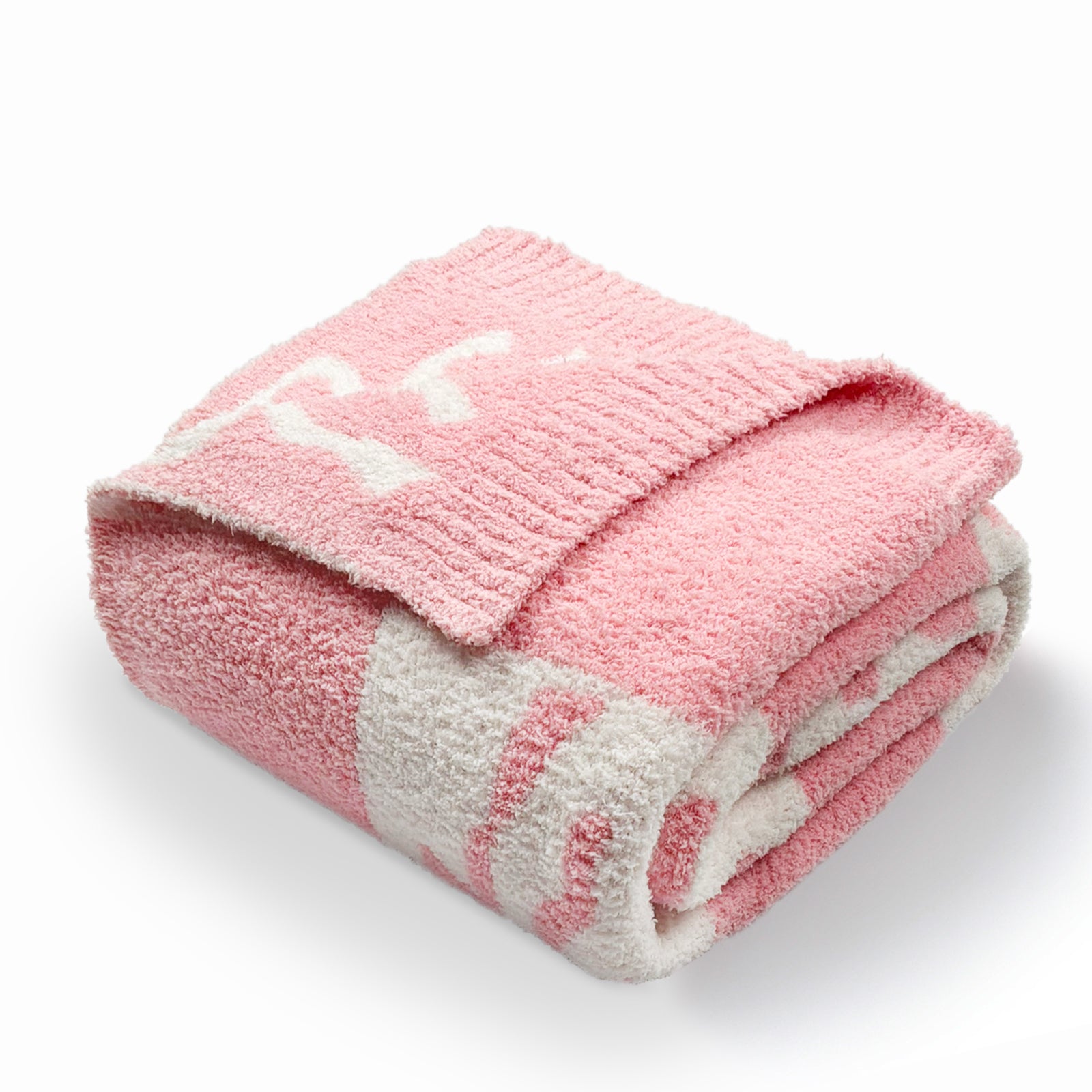 SnugCozy Reversible Checkered Bow Feather Yarn Knit Throw Blanket