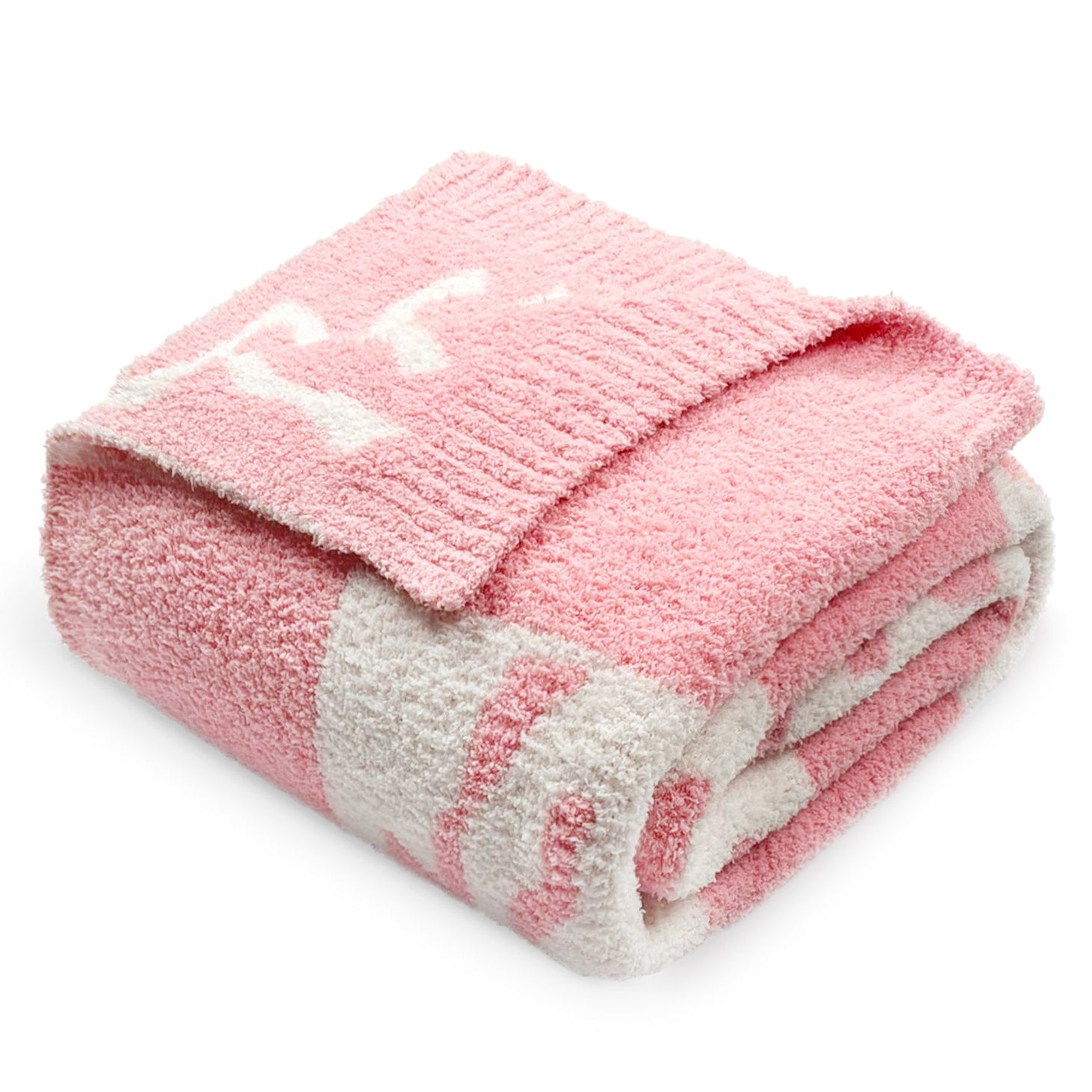 SnugCozy Reversible Checkered Bow Feather Yarn Knit Throw Blanket