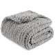 Snuggle Sac solid yarn chunky knit throw blanket in Light Grey neatly folded front view #color_Light Grey