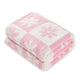 Folded Checkered Flower Feather Yarn Knit Throw Blanket #color_Baby Pink
