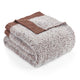 Snuggle Sac ultrasoft faux fur knit throw blanket in Brown folded front view #color_Brown