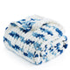Snuggle Sac handmade chunky chenille knit throw blanket in Blue Stripe folded front view #color_Blue Stripe