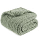 Snuggle Sac solid yarn chunky knit throw blanket in Sage Green neatly folded front view #color_Sage Green