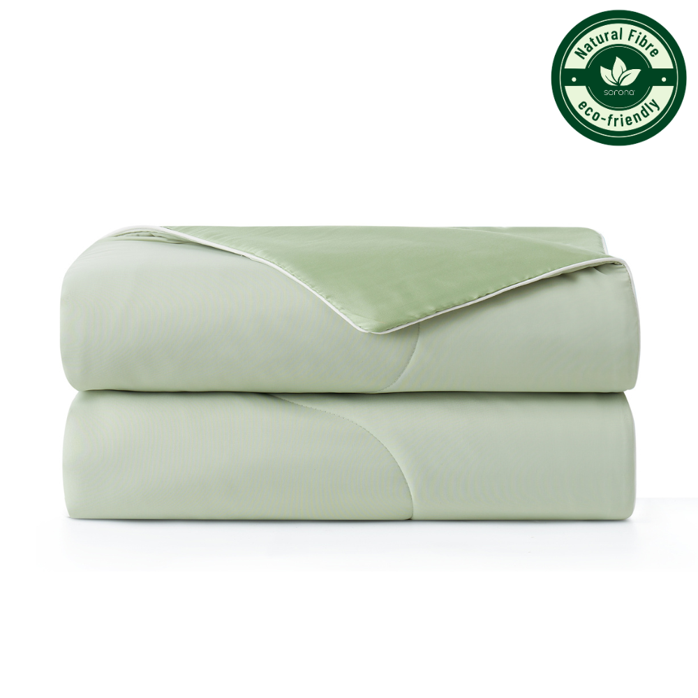 Folded cooling comforter, featuring Sorona natural fiber#Color_Sage Green