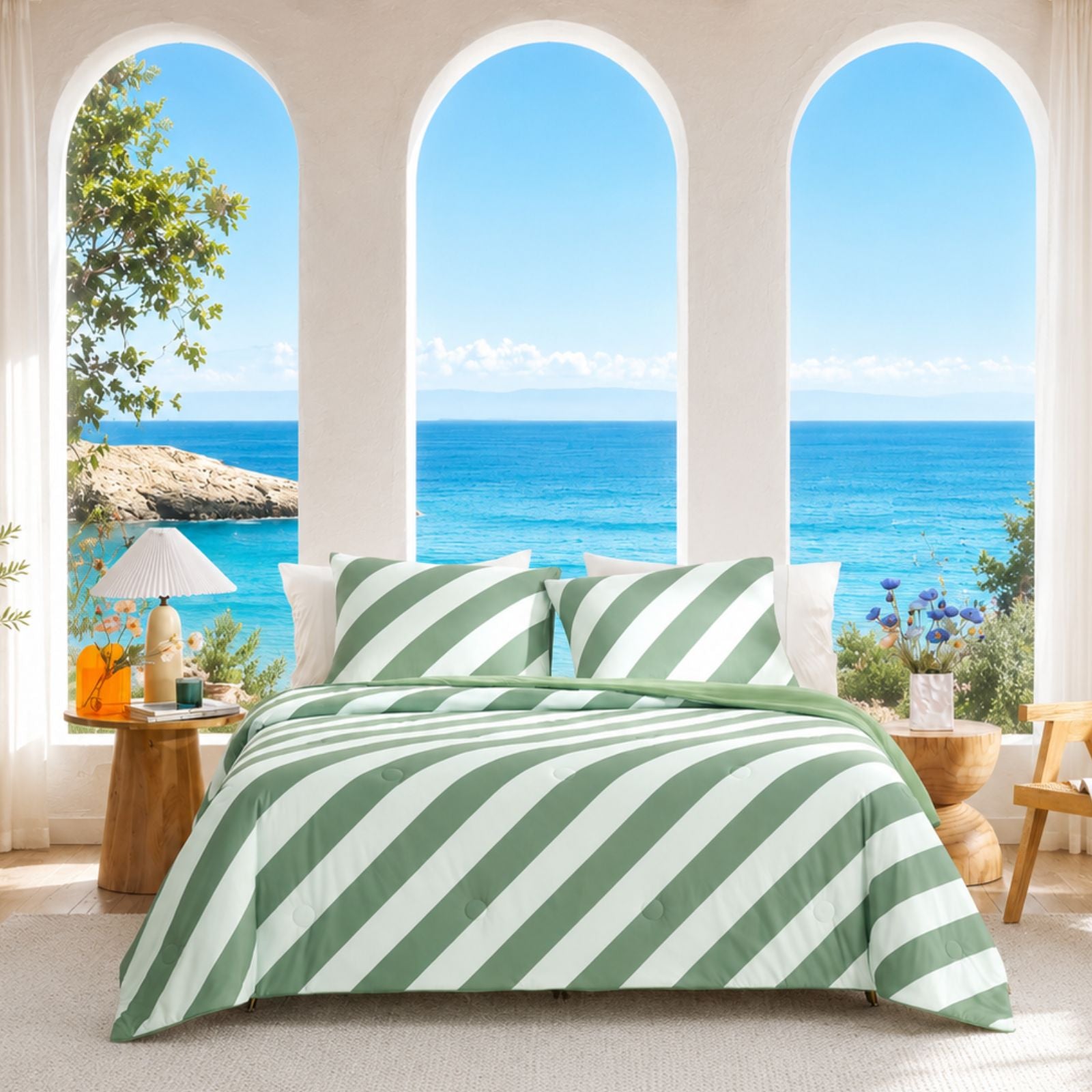 Mediterranean Stripe Cooling Comforter Set