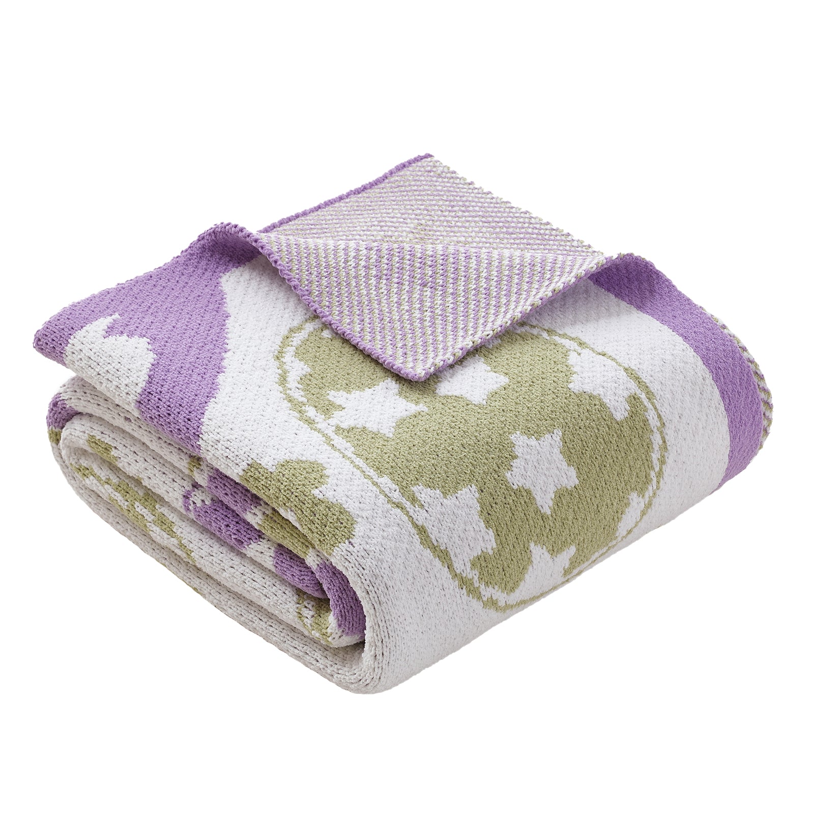 SnugCozy Easter Bunny and Eggs Chenille Knit Throw Blanket