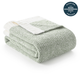 Snuggle Sac Heather Feather Yarn Sage Green Knit Throw Blanket front view #Color_Sage Green